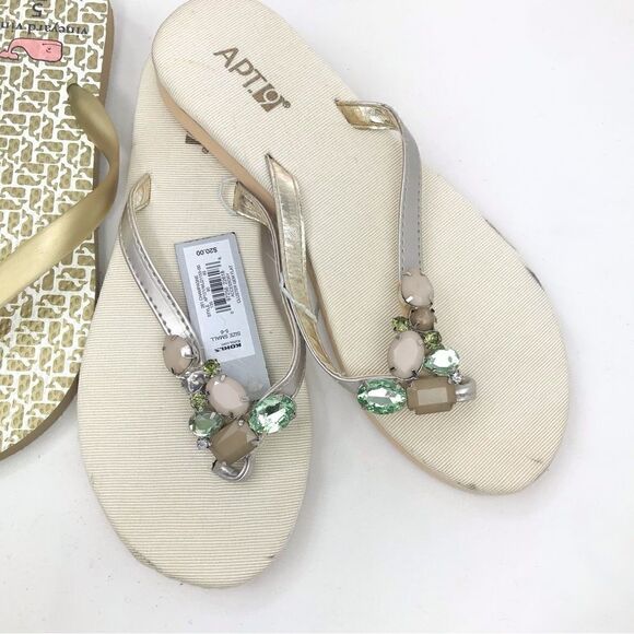 Vineyard Vines Gold Pattern and Apt. 9 Gem Sparkle FlipFlop Sandal Bundle - Picture 3 of 14